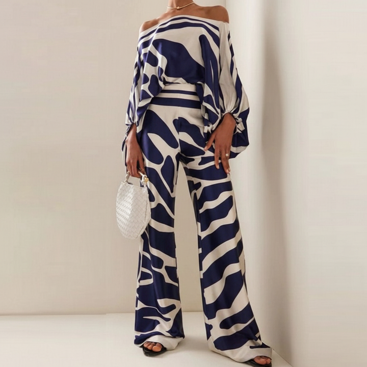 Detail of print on women's Ruth lounge two-piece set, casual apparel