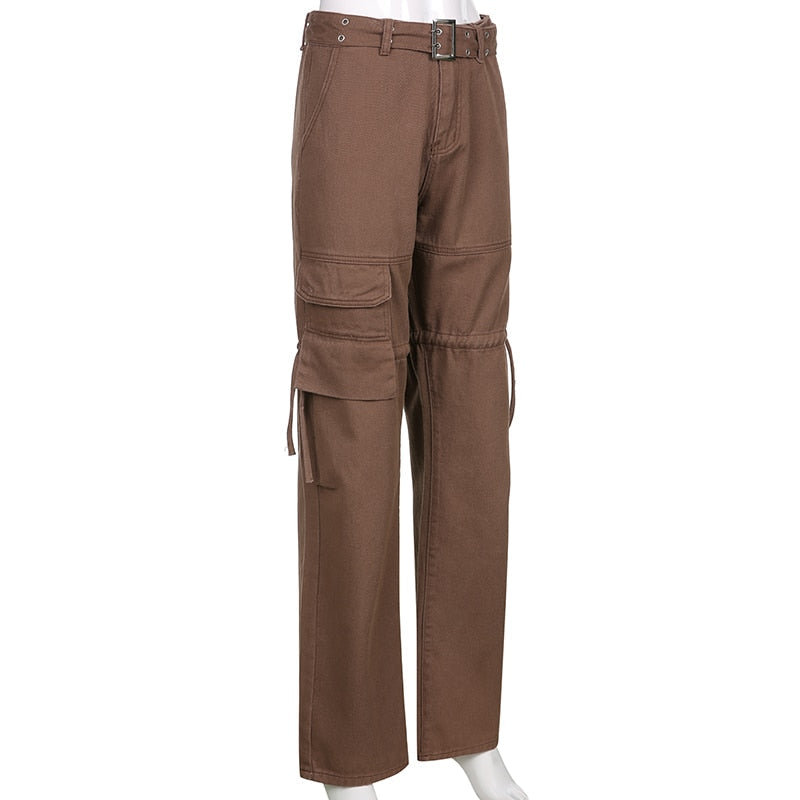 Stylish women's sashes denim jeans featuring a unique design, perfect aesthetic bottoms.