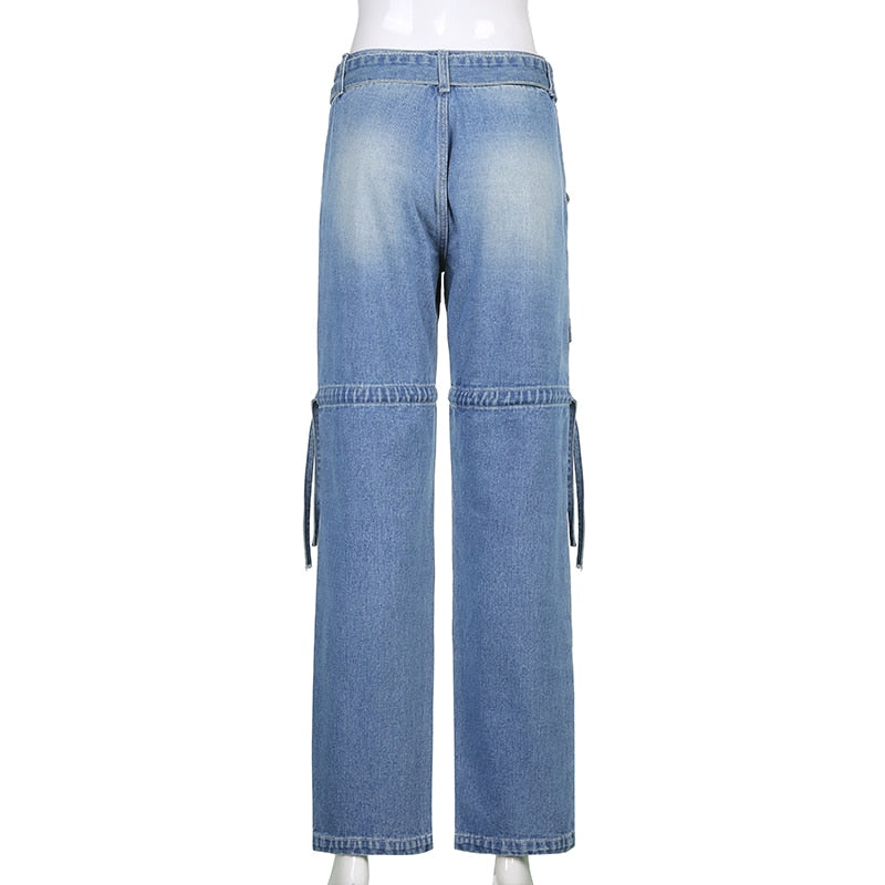 Fashionable women's sashes denim jeans, featuring a distinctive and aesthetic unique design.