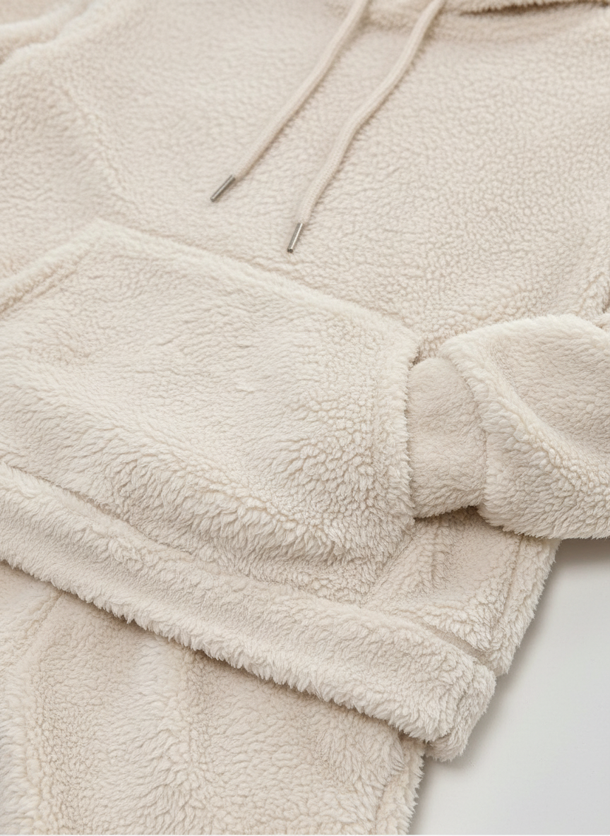 Saskia long hoodie and trouser matching set for women, made from luxurious teddy fabric, ideal casual wear