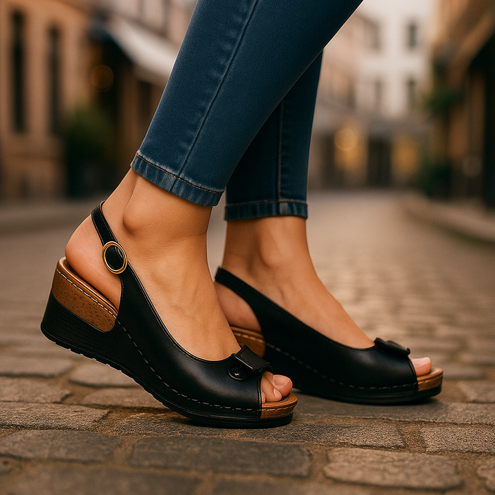 Savina sling wedges for women. Comfortable, elegant, and fashionable footwear with a chic slingback design.