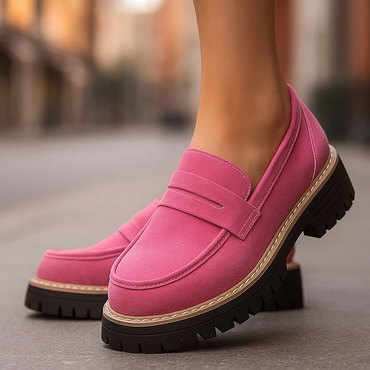 Stylish women's Savira platform loafers with orthopedic support, ideal for casual fashion.