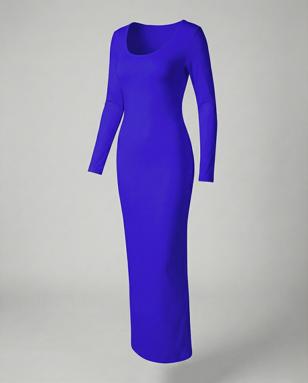 Sophisticated women's scoop neck long sleeve bodycon maxi dress, perfect for a versatile wardrobe.