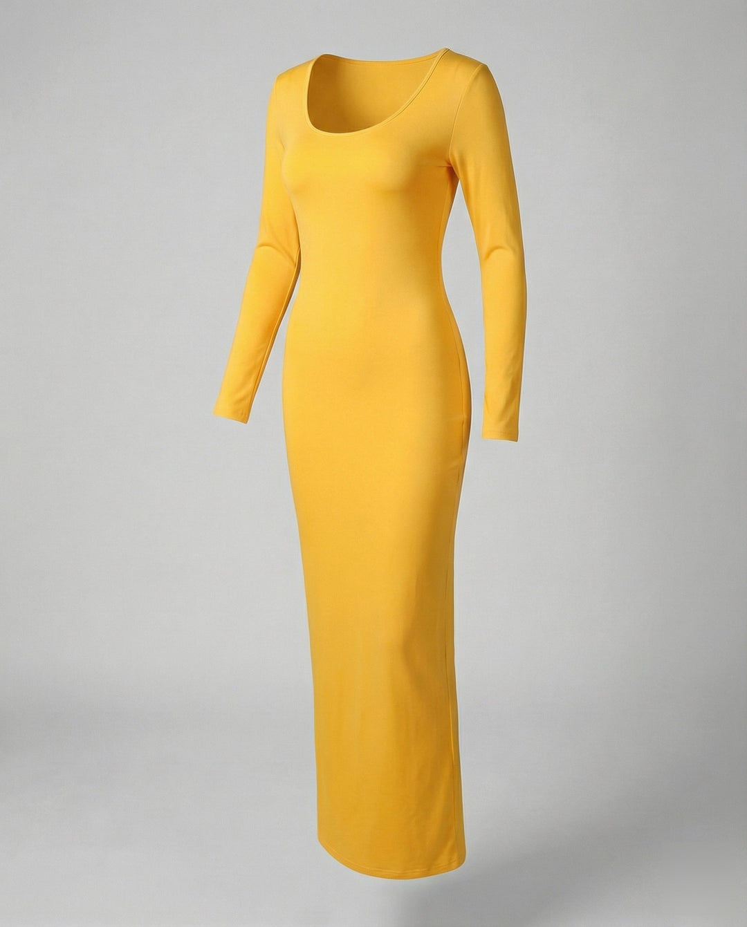 Women's elegant long sleeve bodycon maxi dress, scoop neck design for a flattering and confident look.