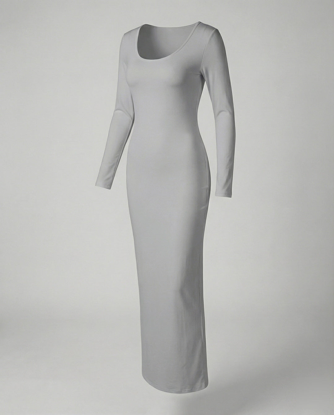 Women's fitted scoop neck long sleeve bodycon maxi dress, ideal for elegant fall/spring fashion.