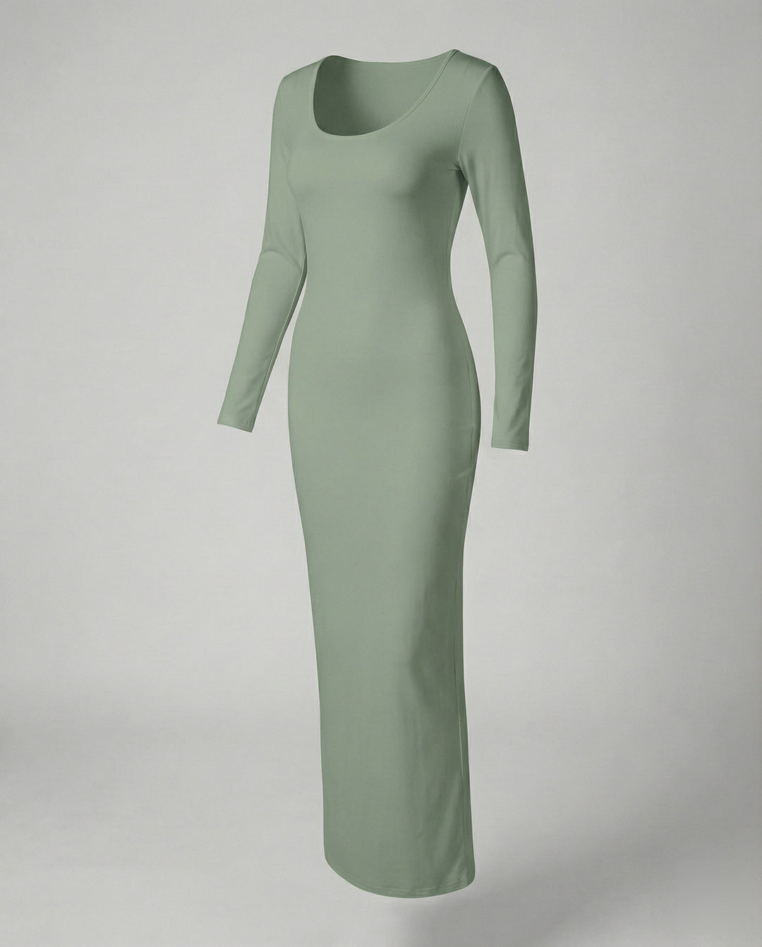Stylish women's long sleeve bodycon maxi dress, features a flattering scoop neck for a chic look.