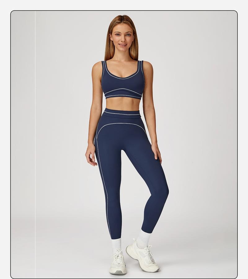 High-rise sculpting leggings & matching athletic sports bra in a two-piece workout set for women.