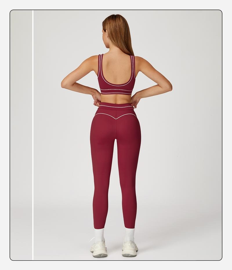Stylish sculpting activewear for women, a two-piece set with high-rise workout leggings & bra.