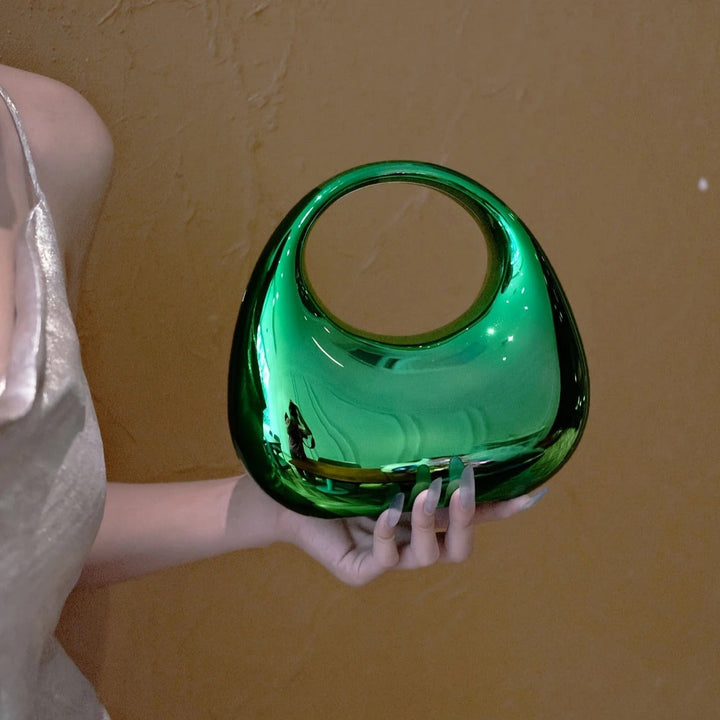 Unique sculptural acrylic shoulder bag, a women's fashion statement clutch.