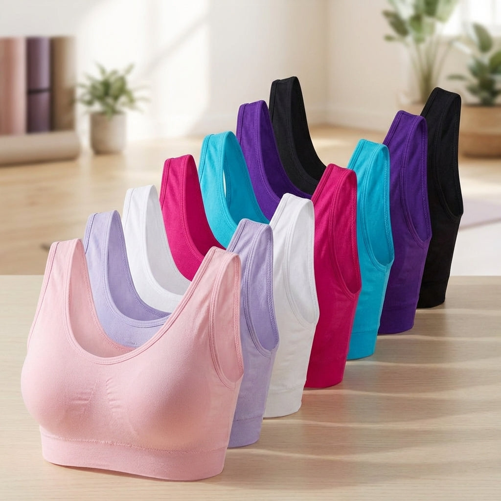 Women's seamless sports bralette, soft cotton blend for active yoga and gym sessions