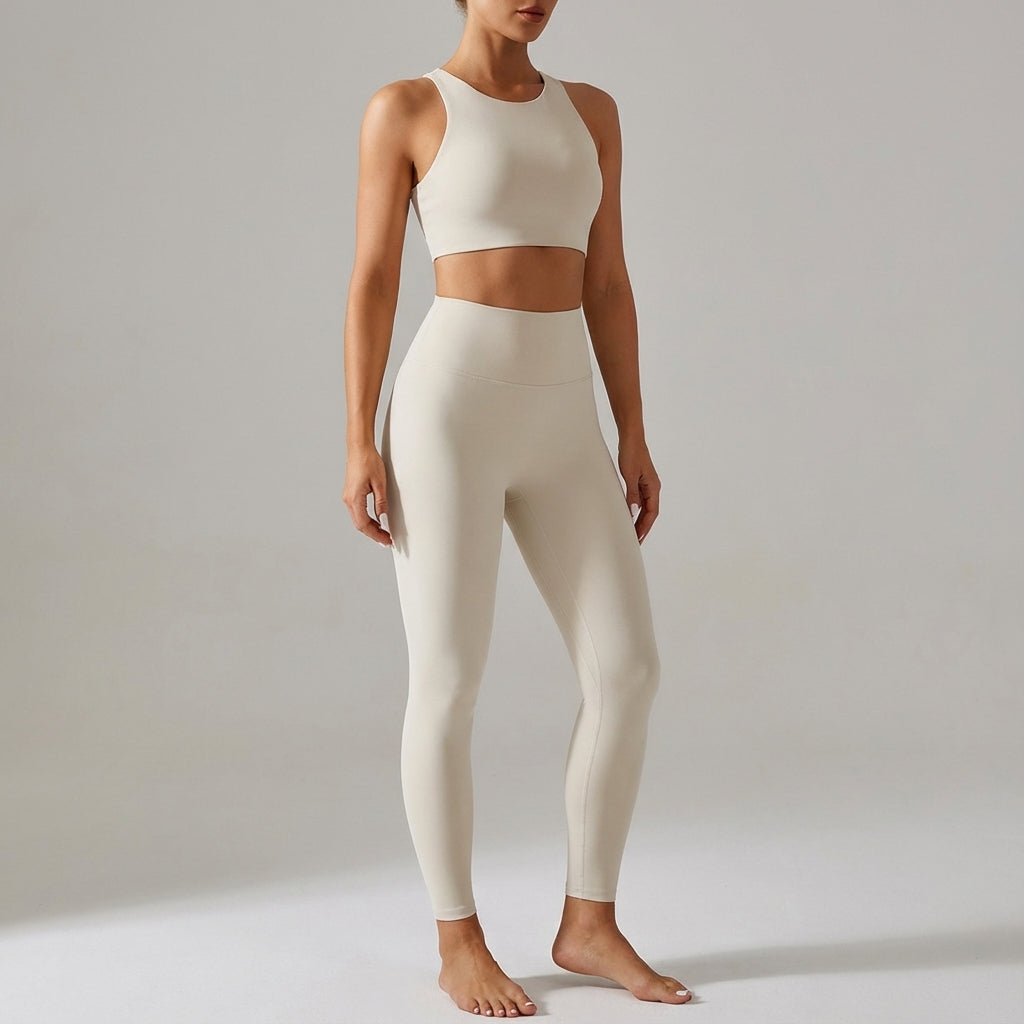 Brittany women's activewear set: seamless sports top with high-waist breathable leggings.