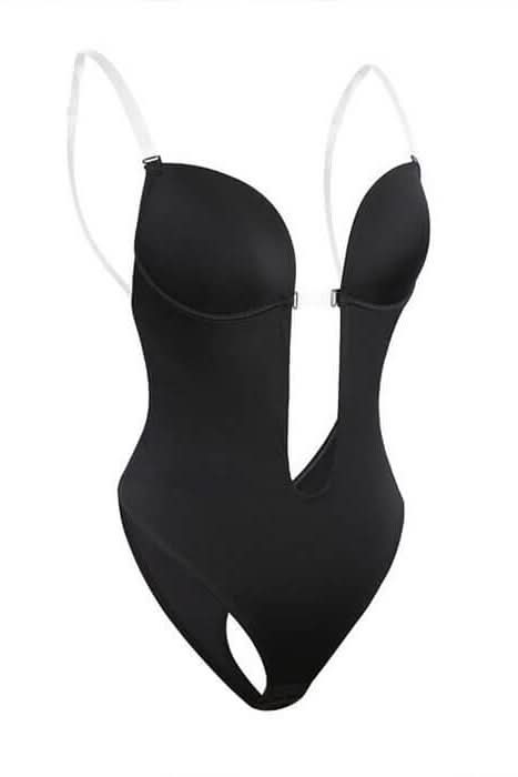 Wedding guest backless body shaper, seamless and comfortable for smooth curves under dresses.