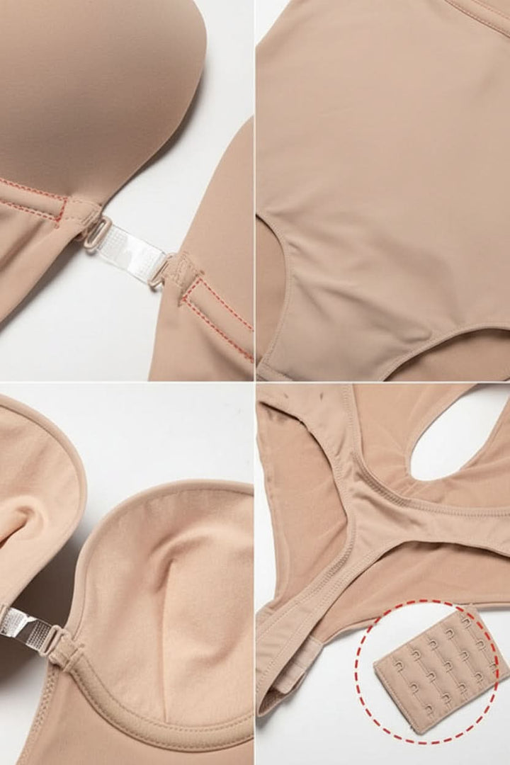 Seamless backless body shaper designed to enhance natural curves and provide a smoothing effect.