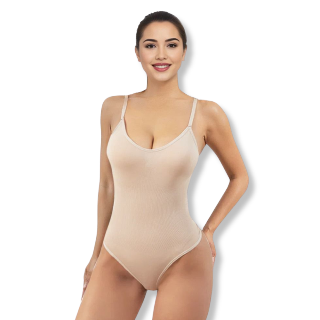 Women's seamless corrective shapewear bodysuit for tummy control.