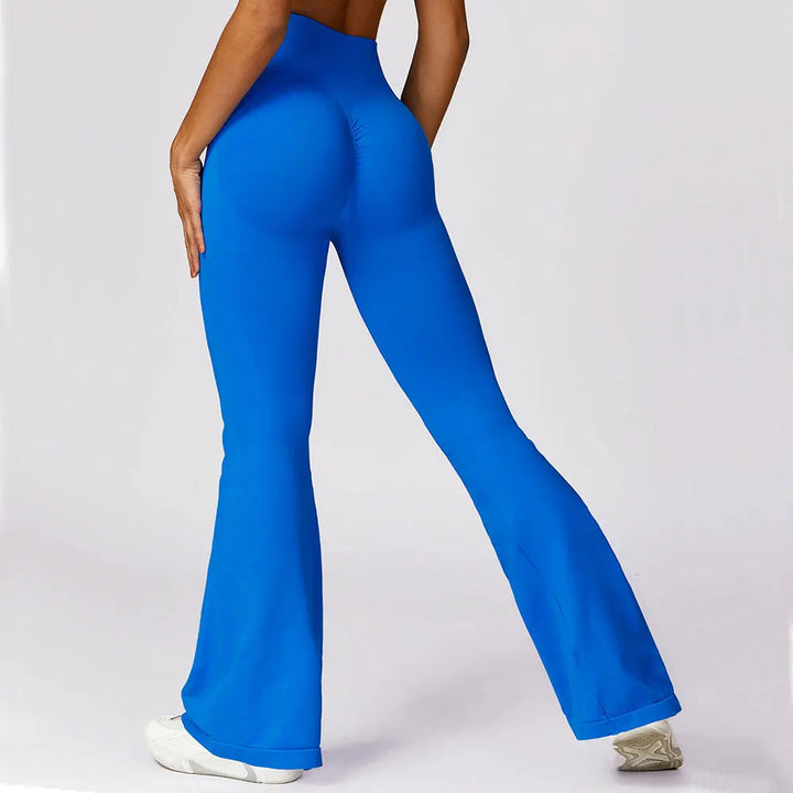 Women's seamless flared yoga leggings. High waist activewear for comfort & style.