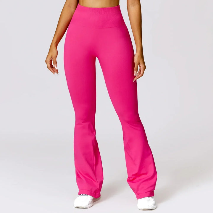 Soft seamless flared yoga leggings for women, designed for ultimate comfort & effortless style.