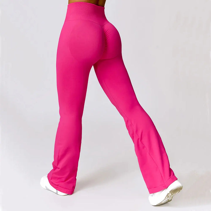 Seamless flared yoga leggings for women, offering flexibility & a flattering comfort fit.