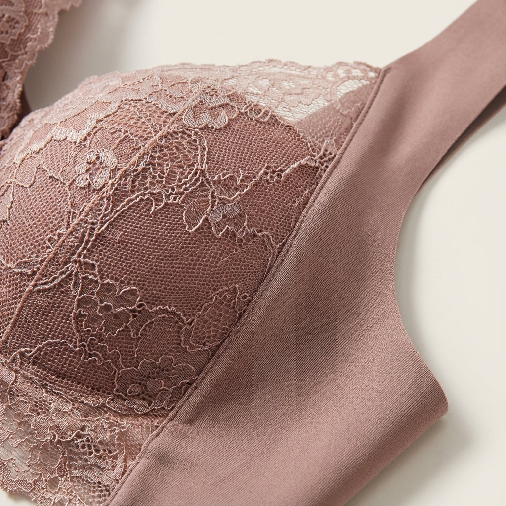 Seamless bralette-style sports bra with front hooks, ideal for women's comfort & support