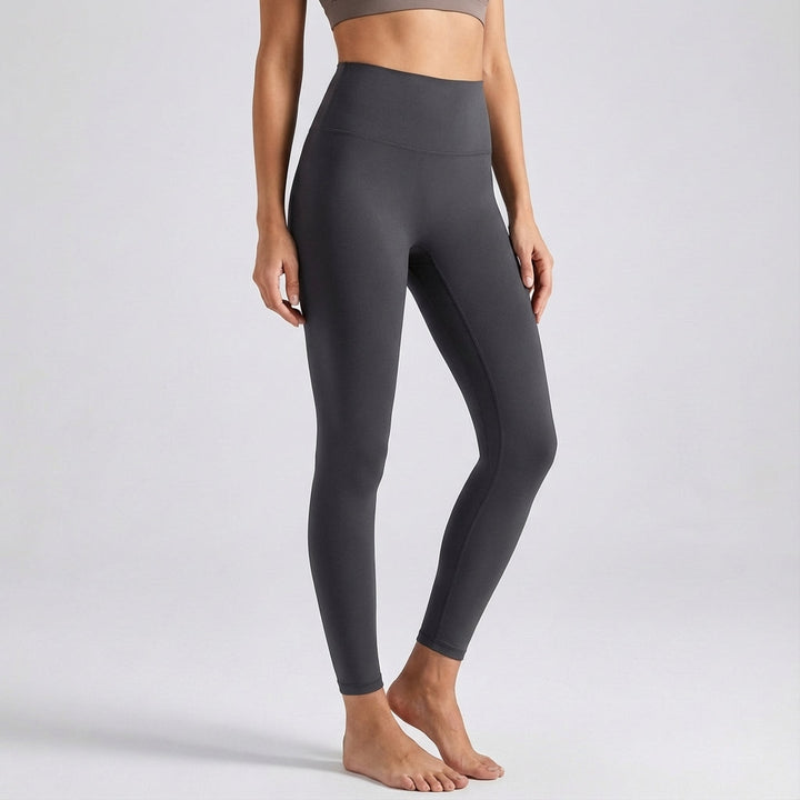 Seamless high-waist athletic leggings for women in motion, showing freedom of movement