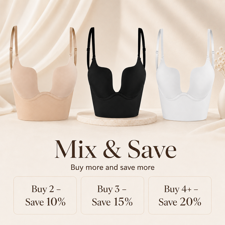 Women's seamless low back convertible bra in nude, offering invisible support for backless dresses.
