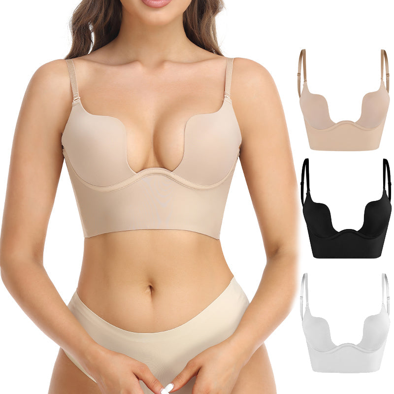 Backless plunge shaper bodysuit for women, seamless smoothing shapewear, perfect for deep V & open-back outfits.