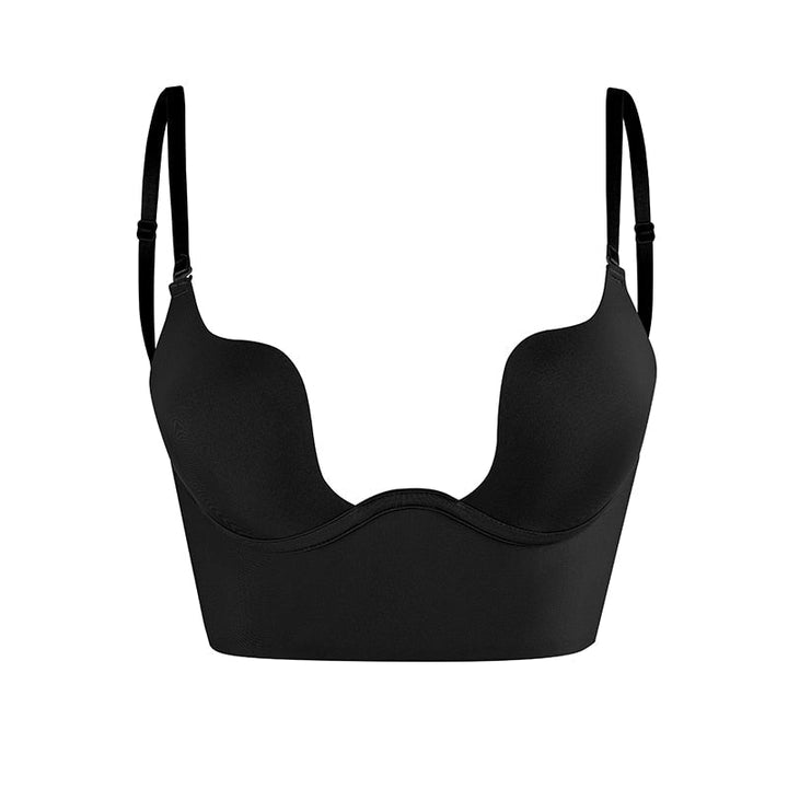 Seamless women's shapewear bodysuit, plunge front & backless design offers smoothing, lifting comfort & style.