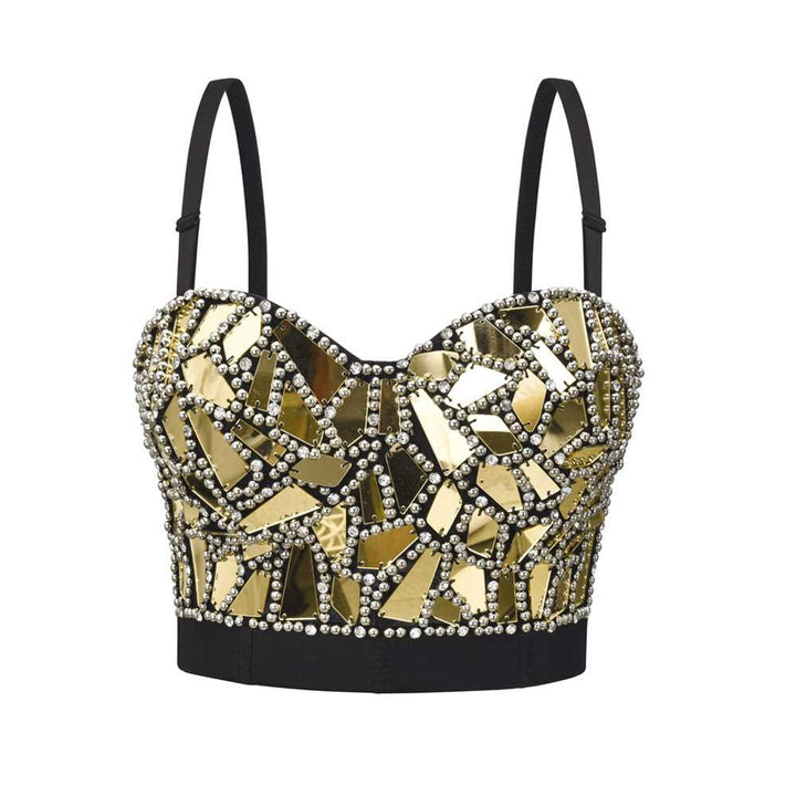 Comfortable women's push-up bralette in gold & gray, providing enhanced support for everyday wear. Seamless intimates.