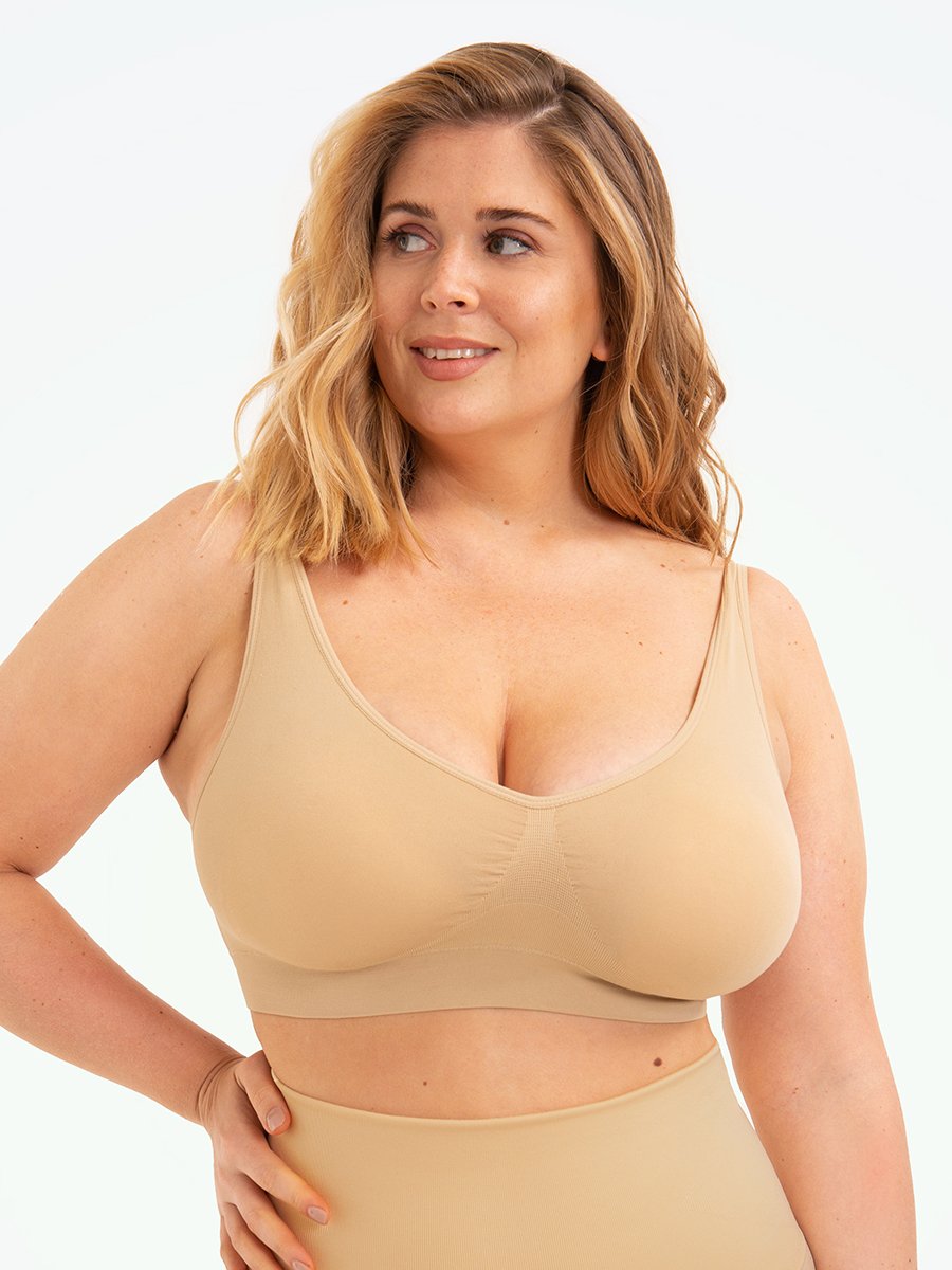 Elena women's seamless shapewear sports bra: wire-free comfort for daily support & active wear like yoga.
