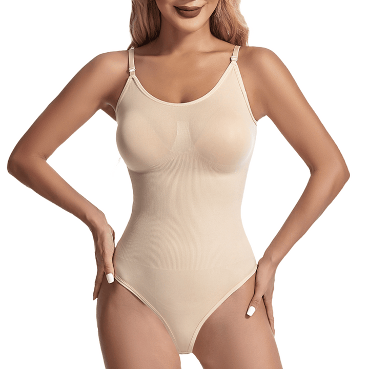 Womens' thong bodysuit, seamless and corrective, perfect as invisible underwear or shapewear