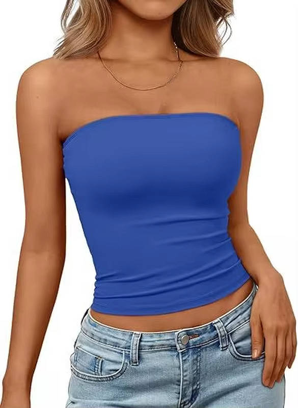 Seamless stretch bandeau crop top for women, an everyday fashion staple with a comfortable fit.