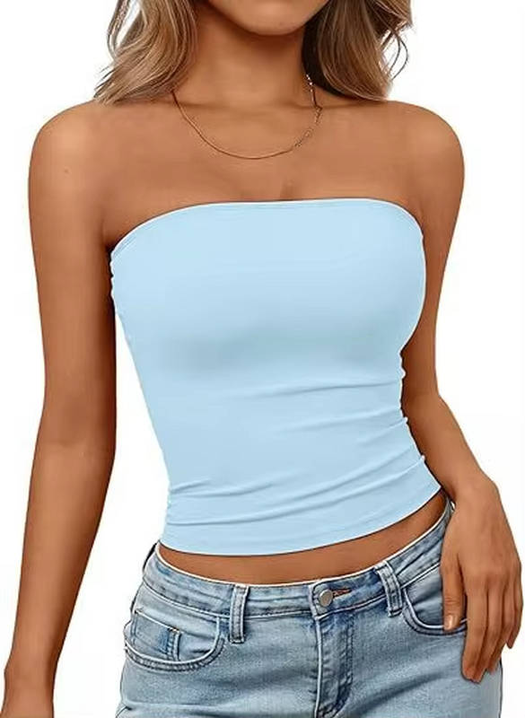 Effortless style: women's seamless stretch bandeau crop top, comfortable and sleek.