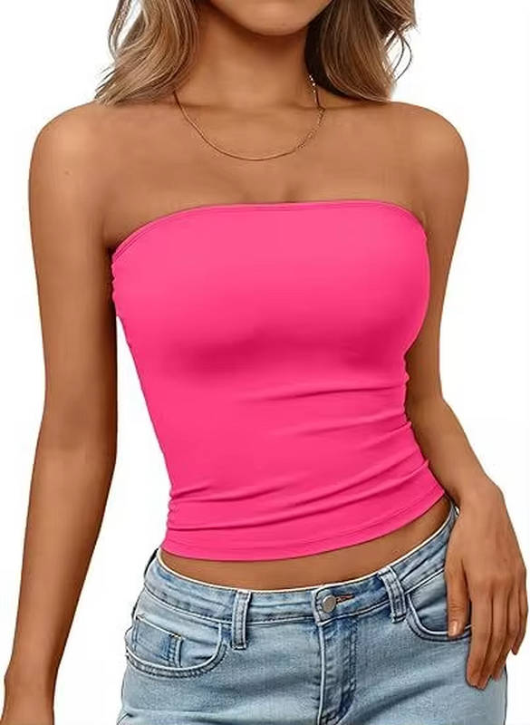 Smooth fit women's seamless stretch bandeau, perfect for a no-show look under clothes.