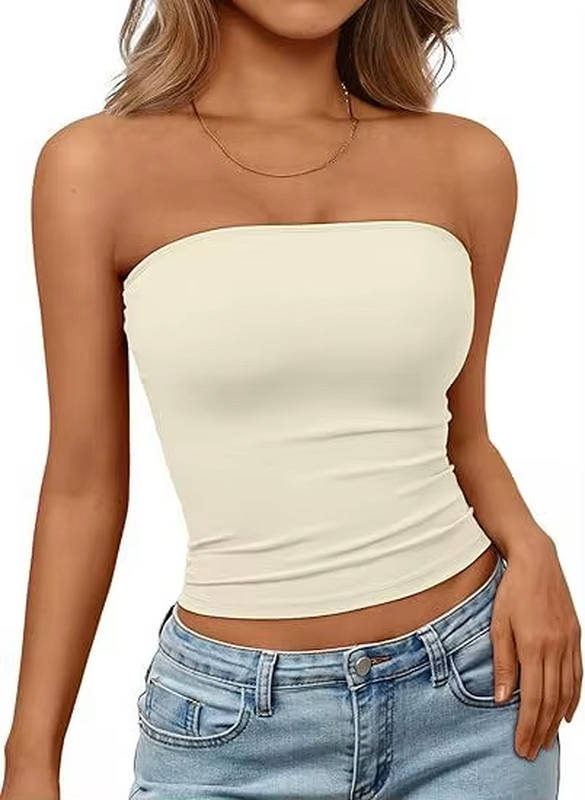 Women's versatile seamless stretch bandeau, ideal as a casual summer top or layering piece.
