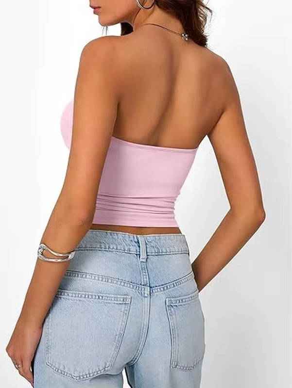 Women's casual seamless stretch bandeau, a comfortable and fashionable sleeveless crop top.