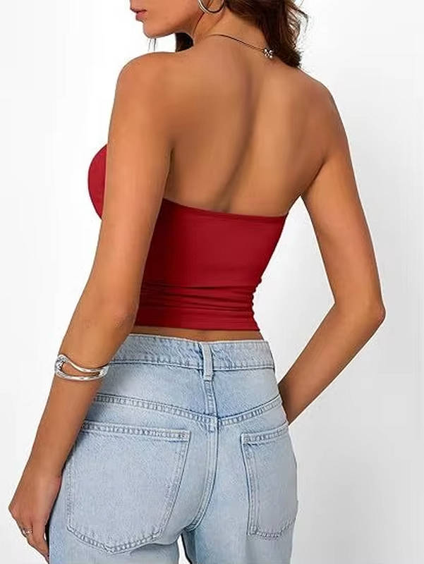 Fashionable women's strapless crop top, designed with seamless stretch for a smooth fit.