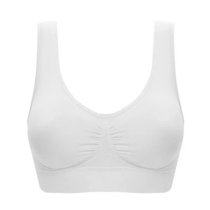 Seamless wireless comfort bra with removable cups, women's soft lingerie for gentle support.