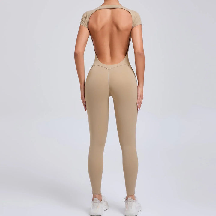 High-performance seamless yoga jumpsuit for women, breathable & stretchy for any workout.