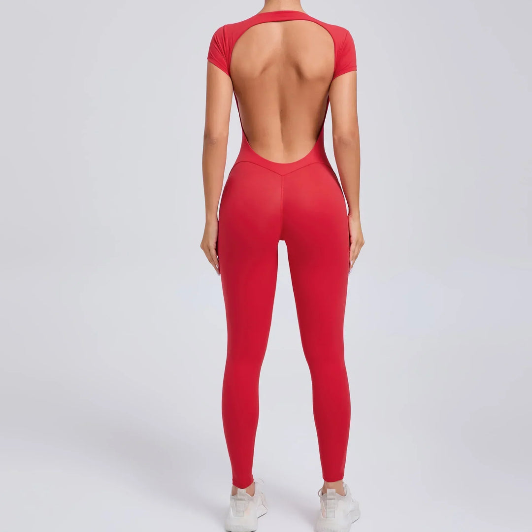 Women's seamless athletic bodysuit, supportive & flexible for yoga, fitness, and active sports.