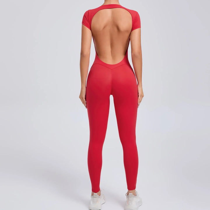 Women's seamless athletic bodysuit, supportive & flexible for yoga, fitness, and active sports.