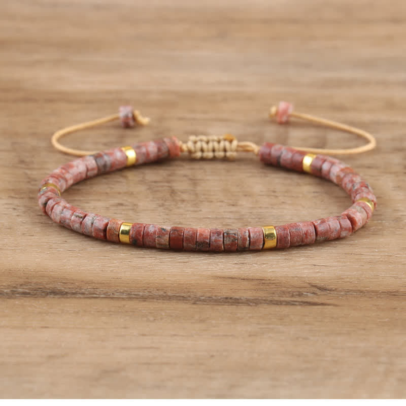 Seraphina braided bracelet, 2.4mm natural stone rollers. A versatile, elegant women's accessory.