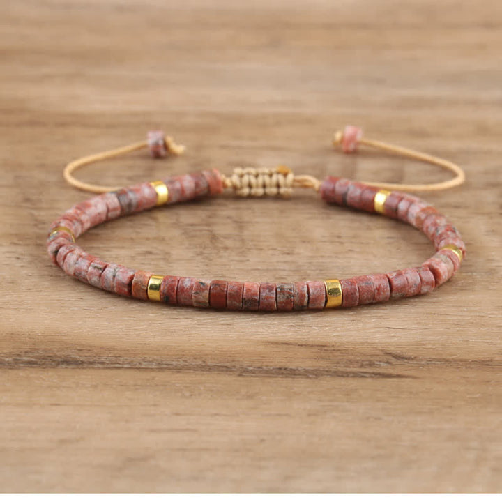 Seraphina braided bracelet, 2.4mm natural stone rollers. A versatile, elegant women's accessory.