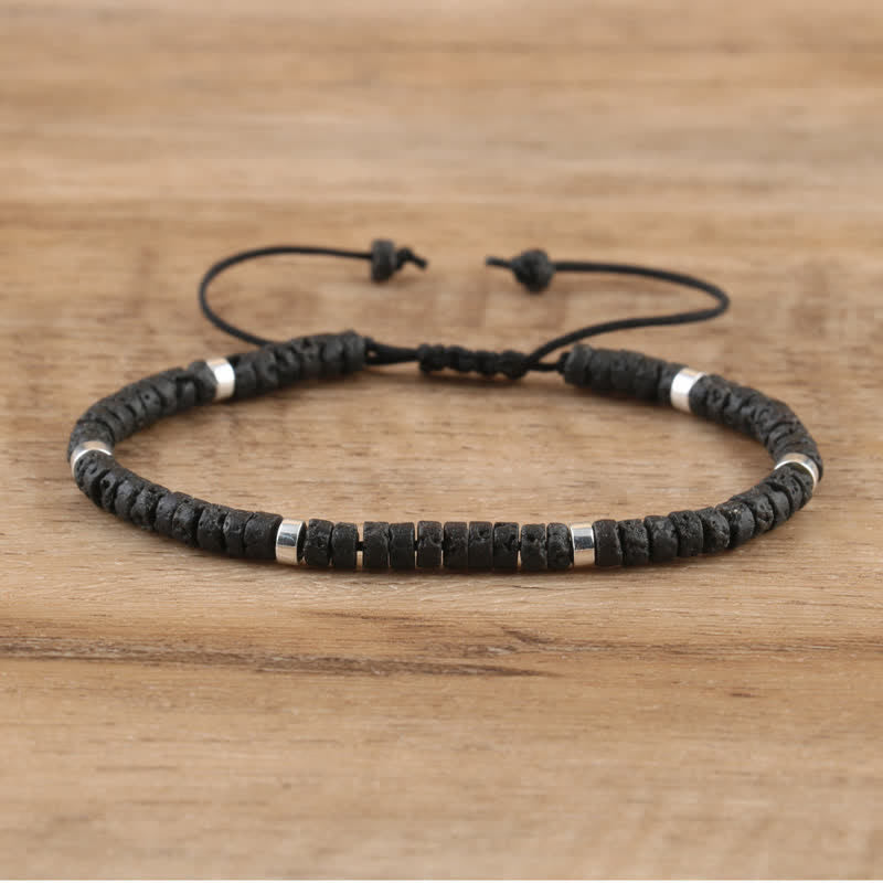 Handmade Seraphina women's bracelet, braided with natural healing stone rollers. Adjustable.