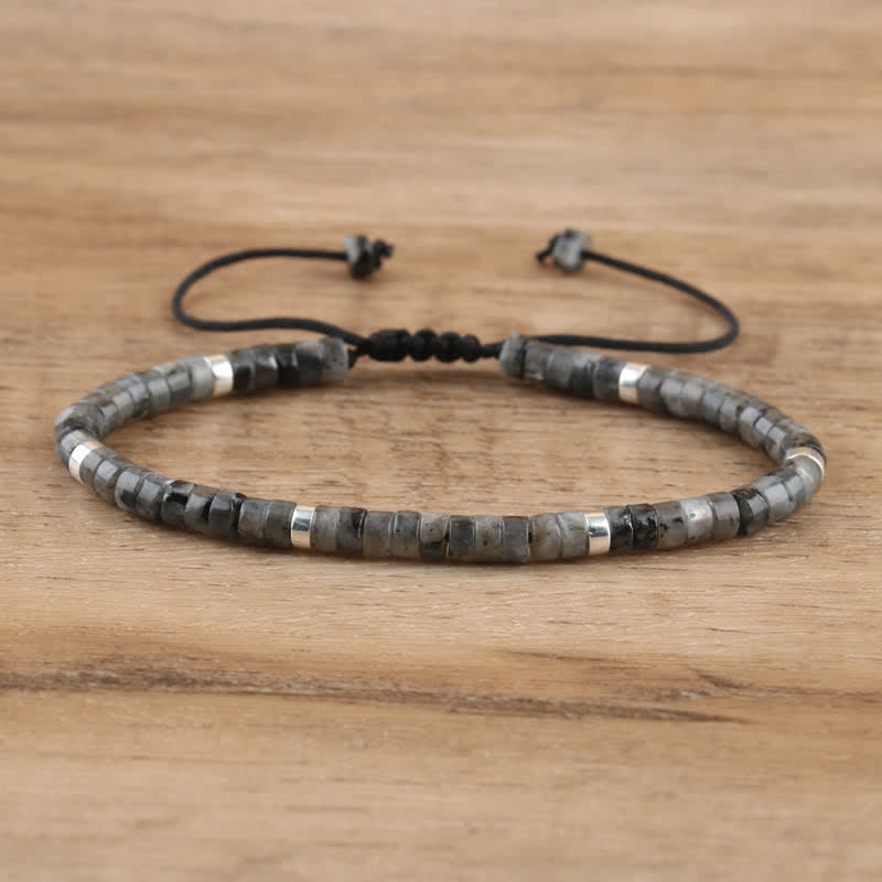 Versatile Seraphina braided women's bracelet with 2.4mm natural stone roller accents.