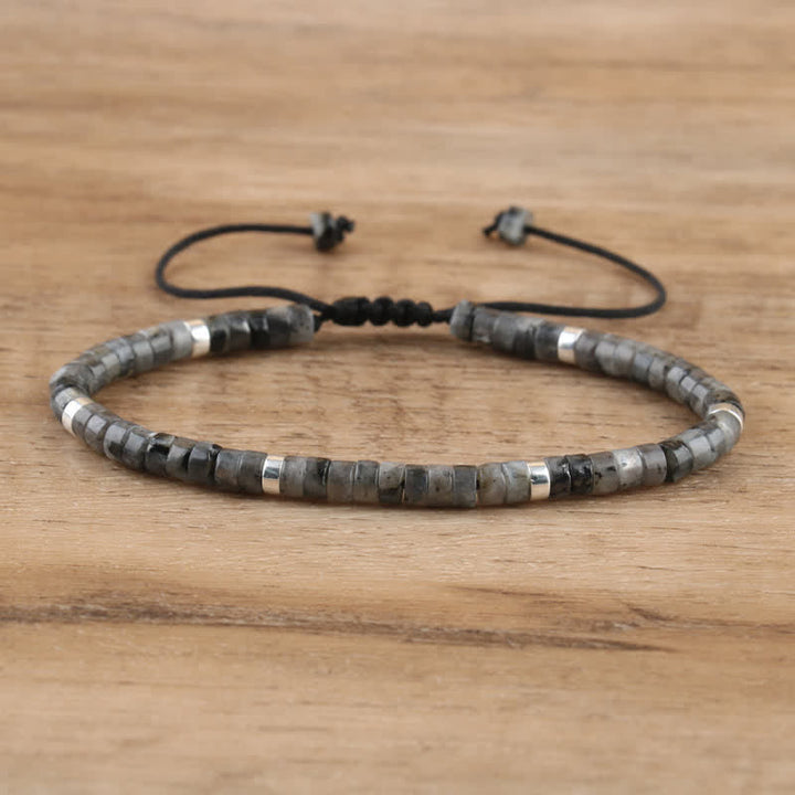 Versatile Seraphina braided women's bracelet with 2.4mm natural stone roller accents.