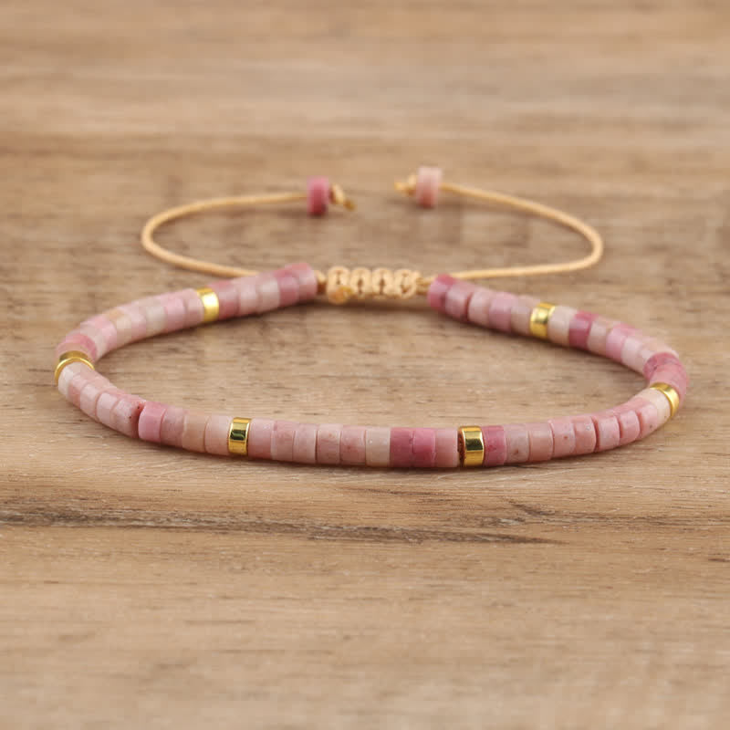 Women's Seraphina healing bracelet, braided with 2.4mm natural stone rollers. Adjustable fit.