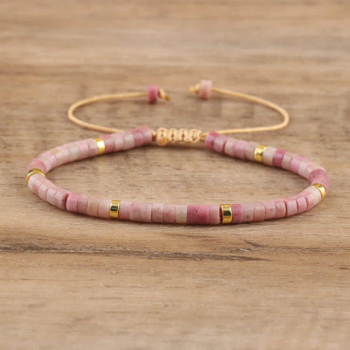 Women's Seraphina healing bracelet, braided with 2.4mm natural stone rollers. Adjustable fit.
