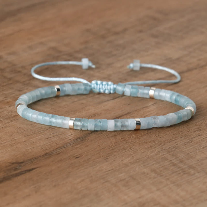 Adjustable women's Seraphina bracelet, braided with versatile natural stone rollers.