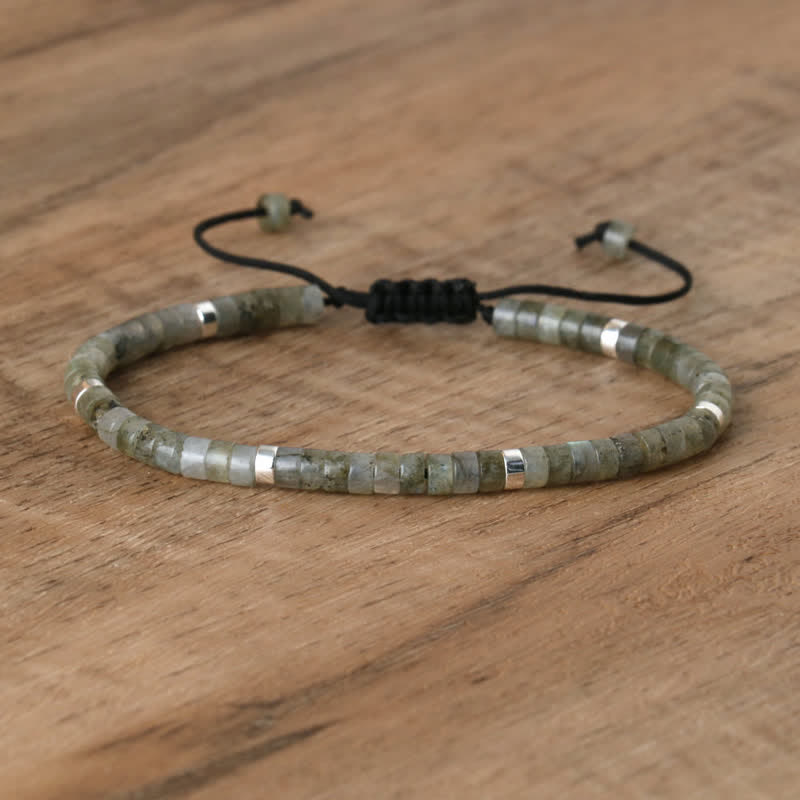 Versatile Seraphina women's braided bracelet, featuring natural gemstone rollers.