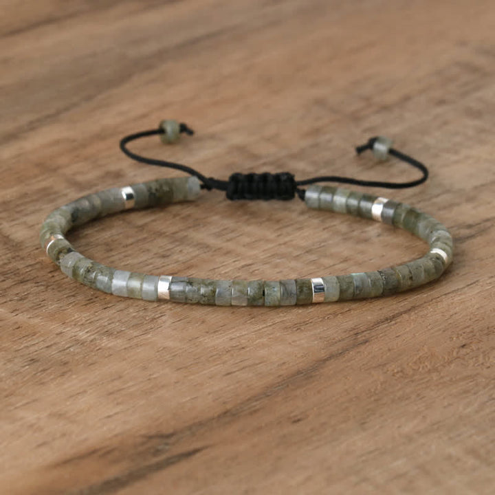 Versatile Seraphina women's braided bracelet, featuring natural gemstone rollers.