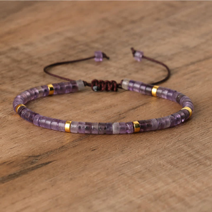 Women's Seraphina bracelet: braided band, 2.4mm natural stone rollers, adjustable.
